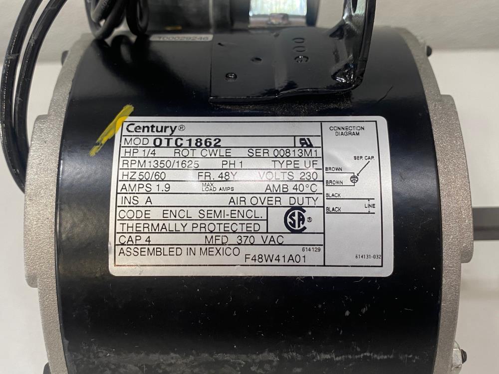 Century Motors OTC1862, 1/4 HP, 1350/1625 RPM, 230V, Phase 1